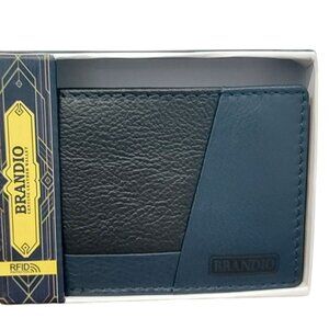 Genuine Cowhide Leather Wallet with RFID Blue Black